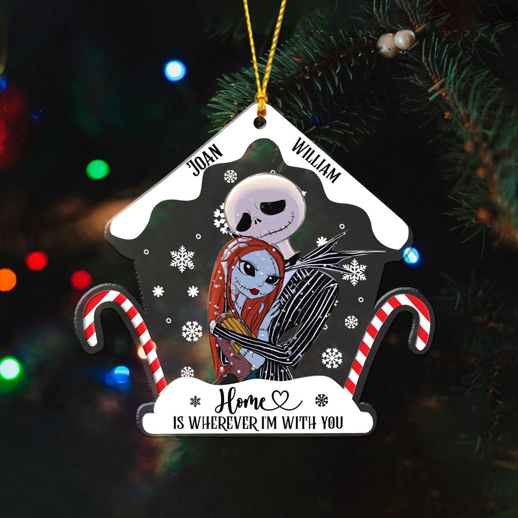 Home Is Wherever I Am With You - Personalized Christmas Nightmare Transparent Ornament