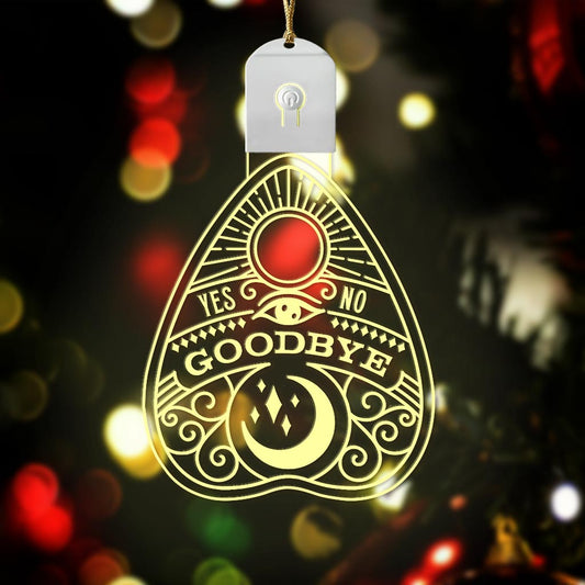 Ouija Planchette Yes No Goodbye - Christmas Witch Shaped Led Acrylic Ornament