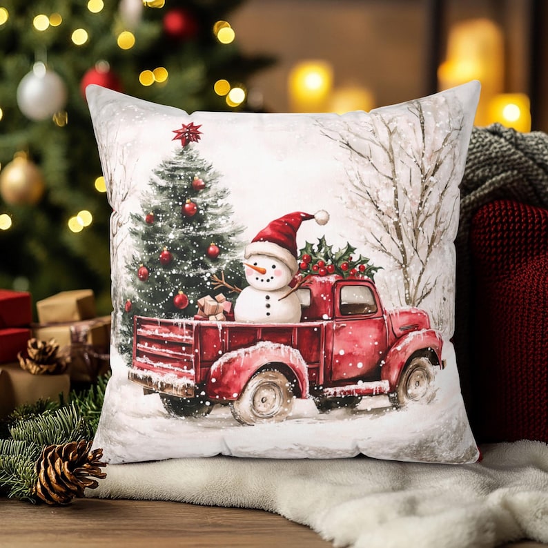 Christmas Throw Pillow and cover with Frosty Winter Wonderland Christmas Throw Pillow 0924